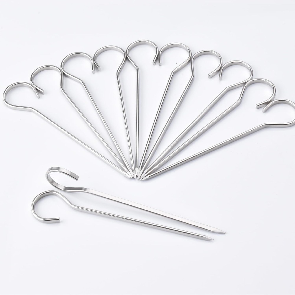 Camping Cooking Vegetables - Flat Stainless Steel BBQ Skewers Set