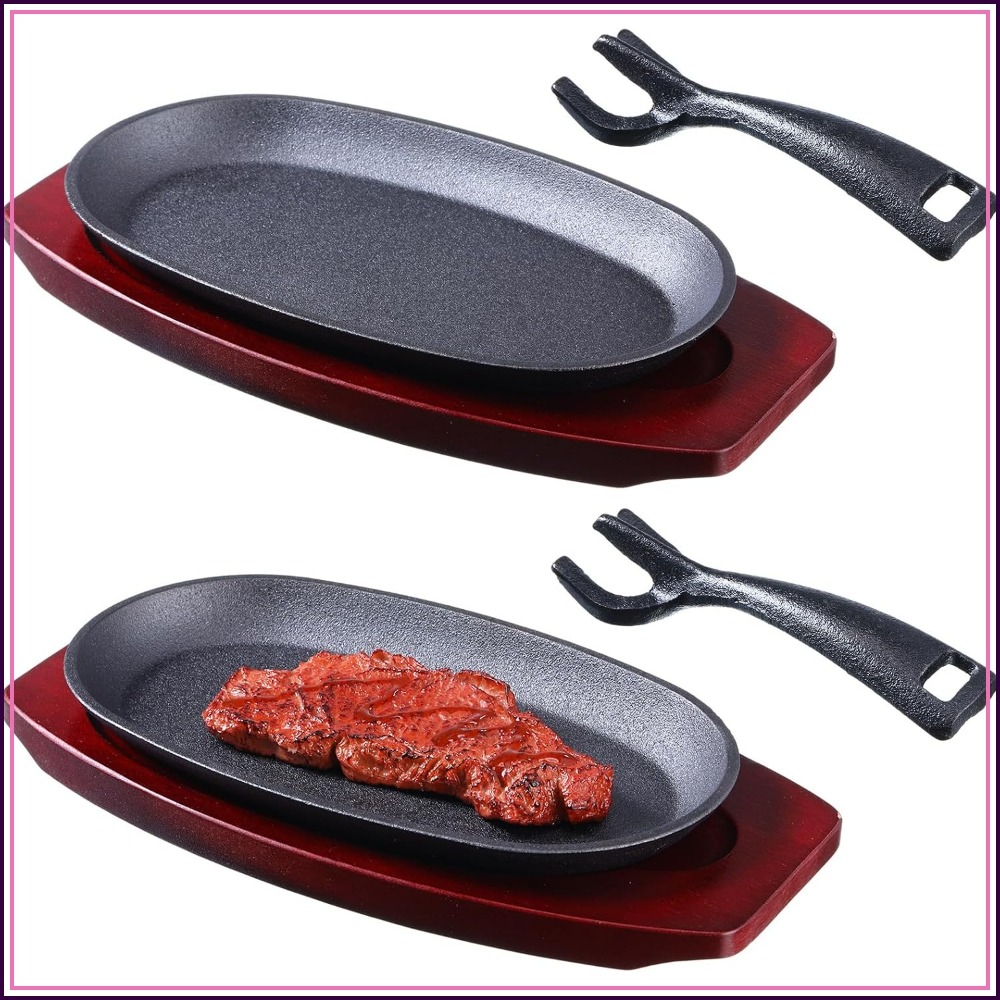 Skillet Cast Iron Camp - 2-Piece Cast Iron Fajita Skillet Set