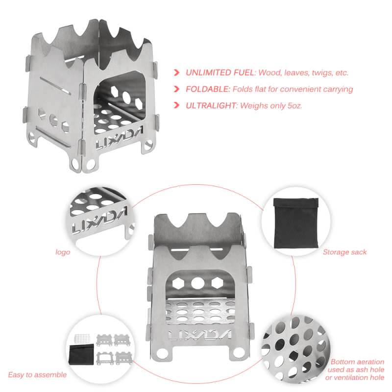 Lixada Titanium/Stainless stee - Camping Cooking Wood Stove บทวิจารณ์และราคา