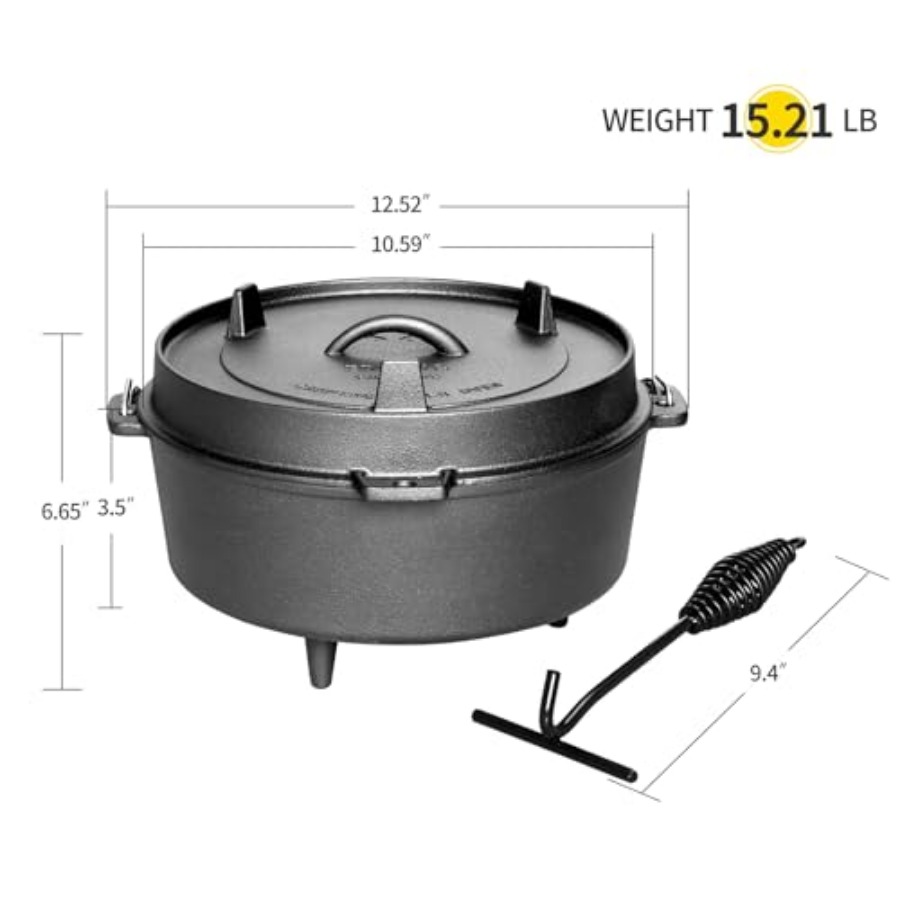 Pre-Seasoned Cast Iron Dutch O - Skillet Cast Iron Camp บทวิจารณ์และราคา