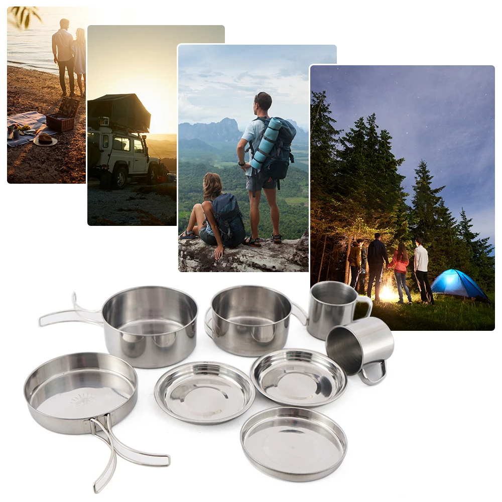 8pcs/Set Camping Cookware Mess - Camping Cooking Unit บทวิจารณ์และราคา