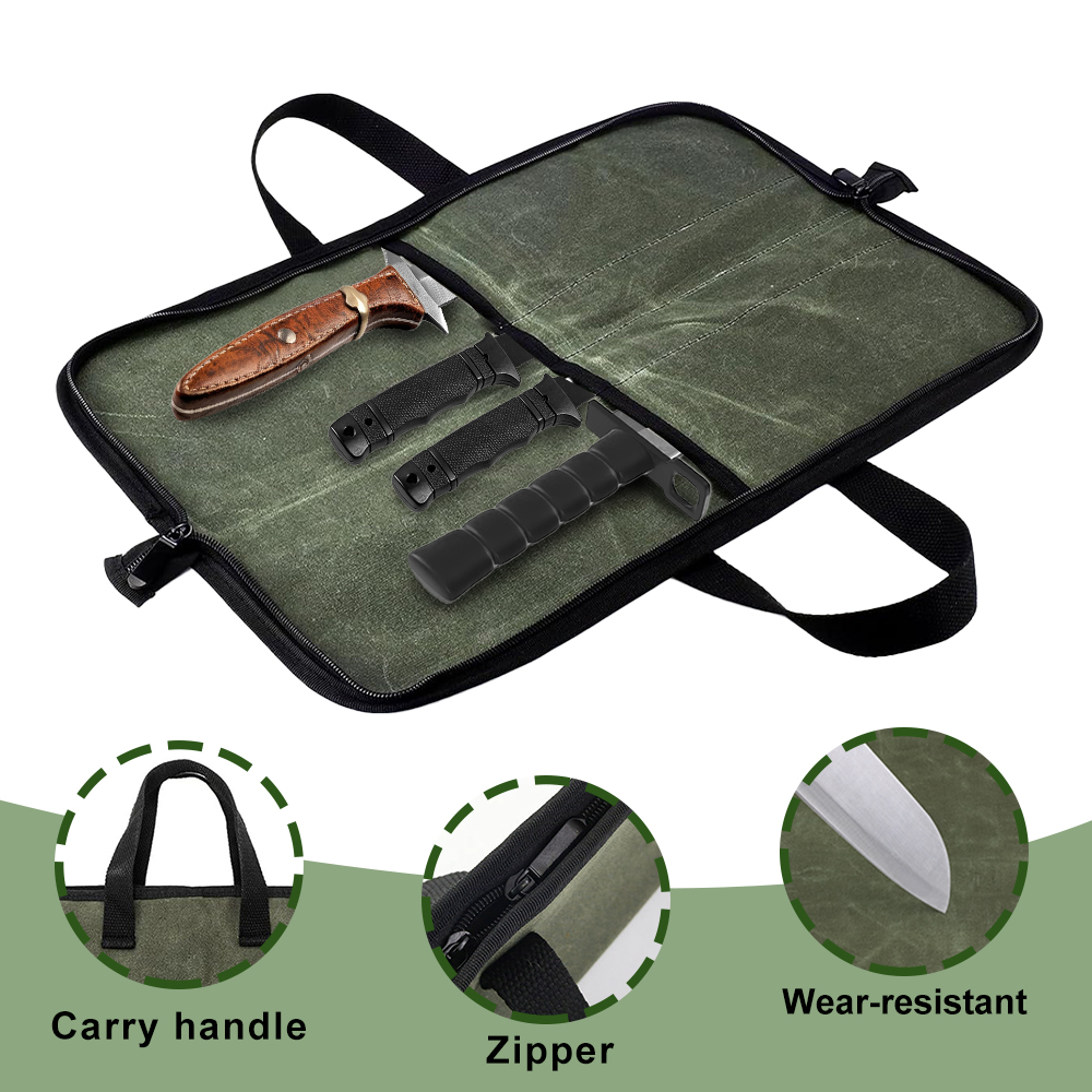 Waxed Canvas Knife Roll Bag Mu - Camping Cooking Multi Tool บทวิจารณ์และราคา