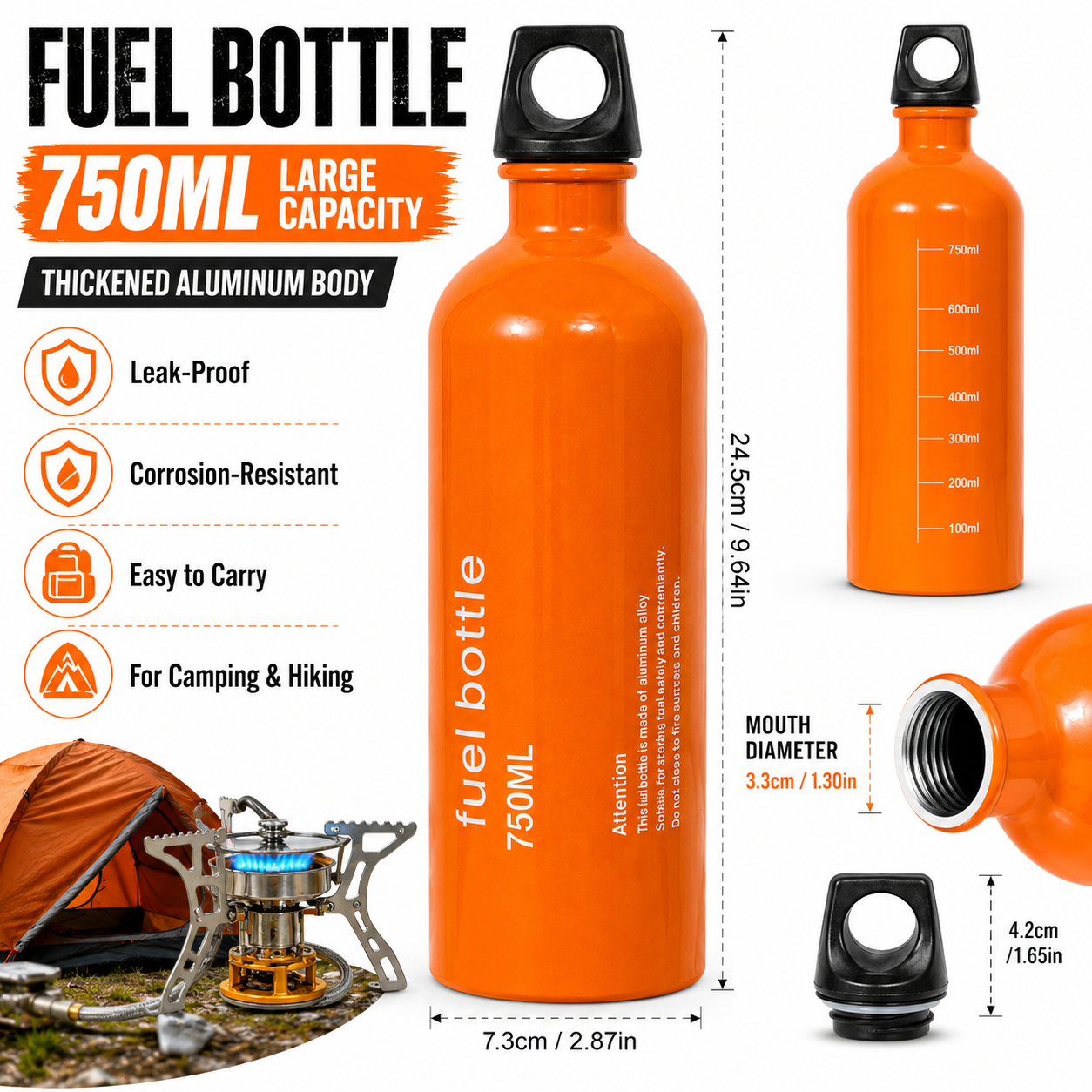 750ml Aluminum Fuel Bottle Cam - Camping Cooking Wood Stove บทวิจารณ์และราคา
