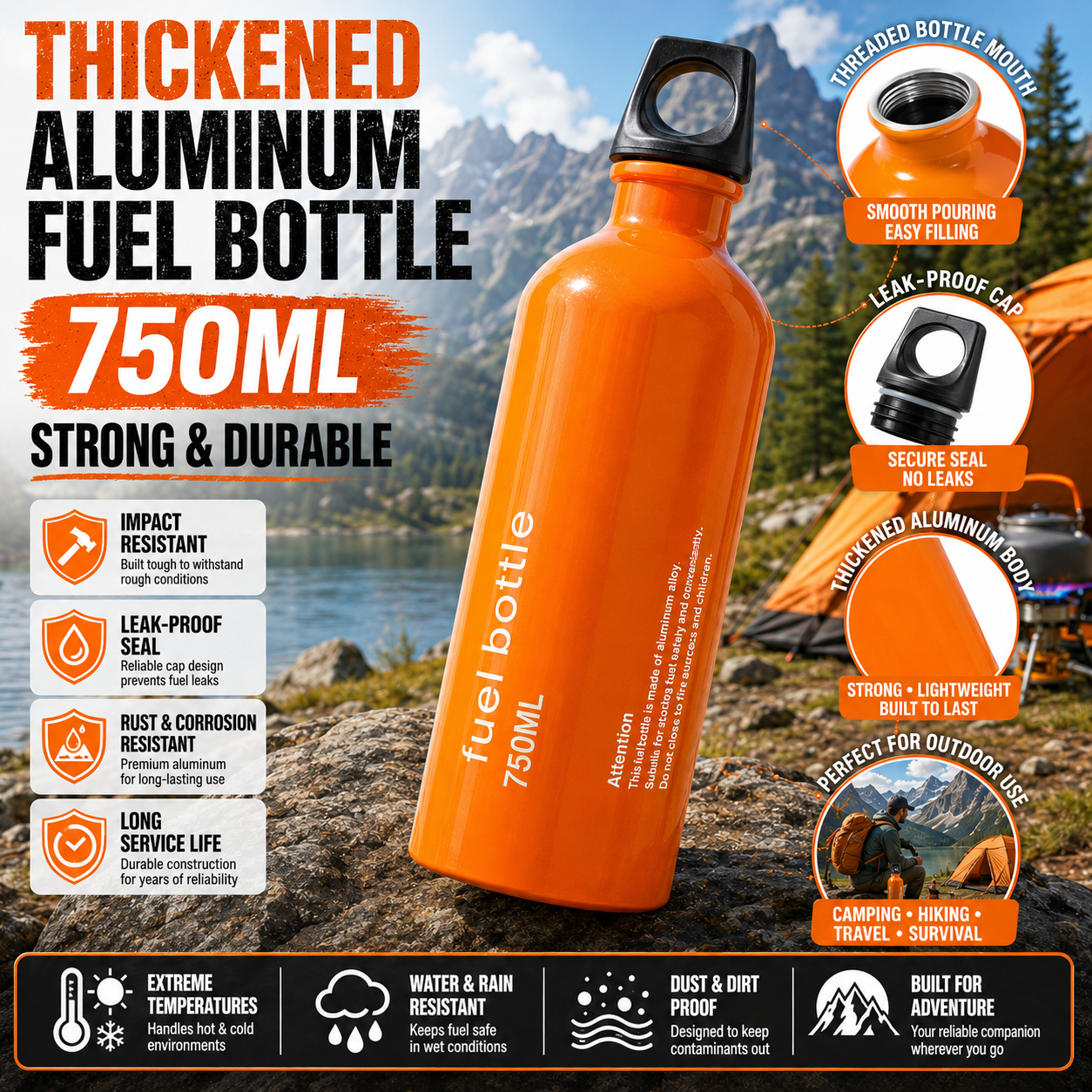 750ml Aluminum Fuel Bottle Cam - Camping Cooking Wood Stove บทวิจารณ์และราคา