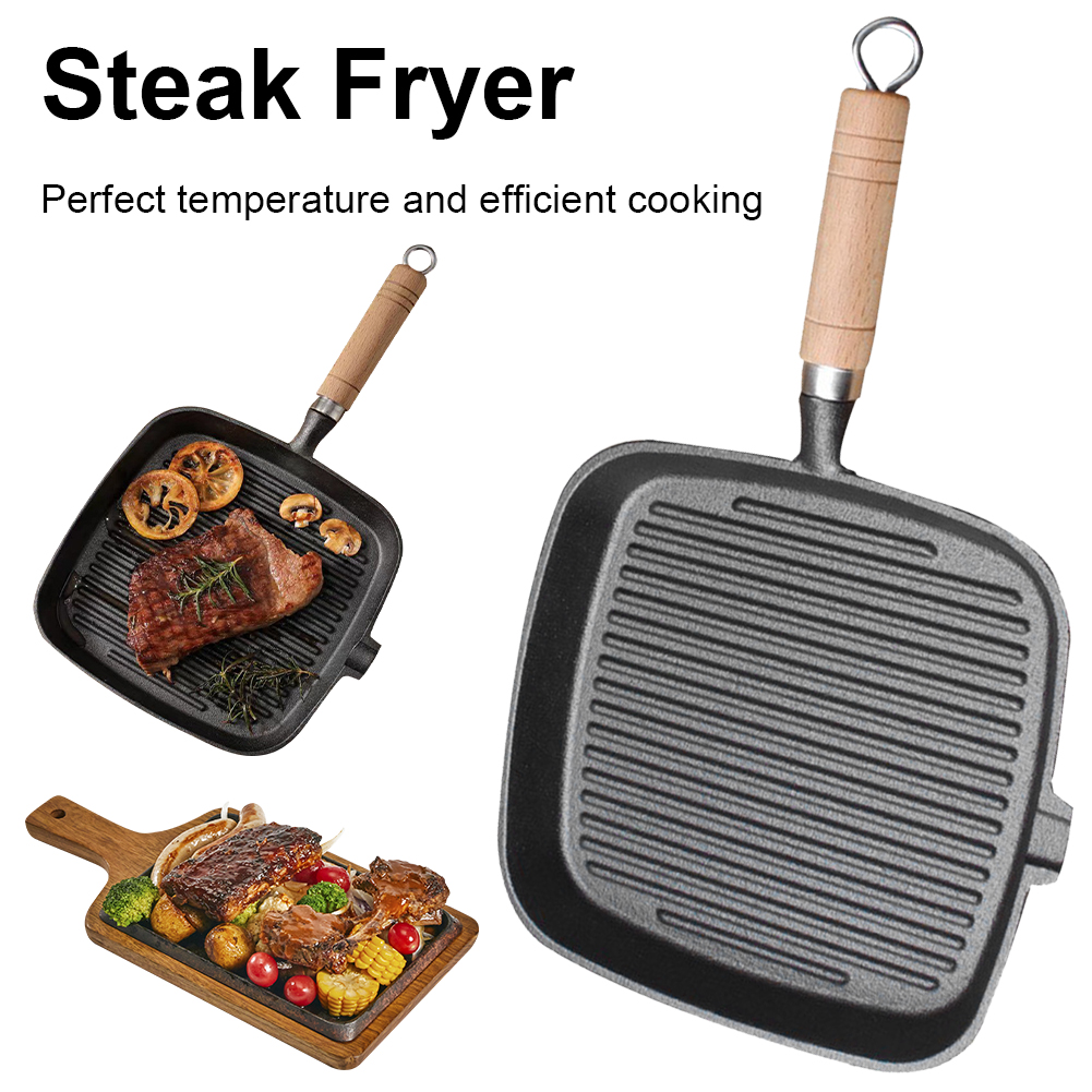 Iron Skillet Steak Pan with Wo - Skillet Cast Iron Camp บทวิจารณ์และราคา
