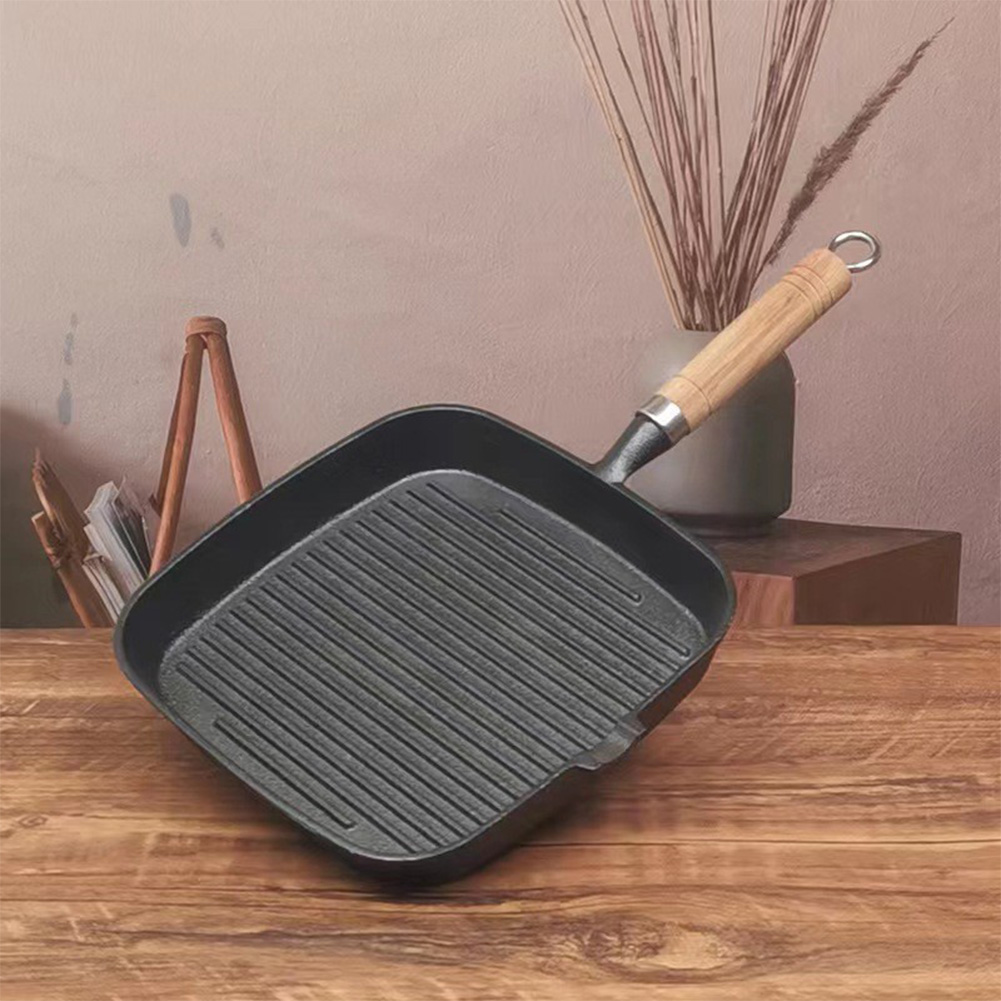 Iron Skillet Steak Pan with Wo - Skillet Cast Iron Camp บทวิจารณ์และราคา