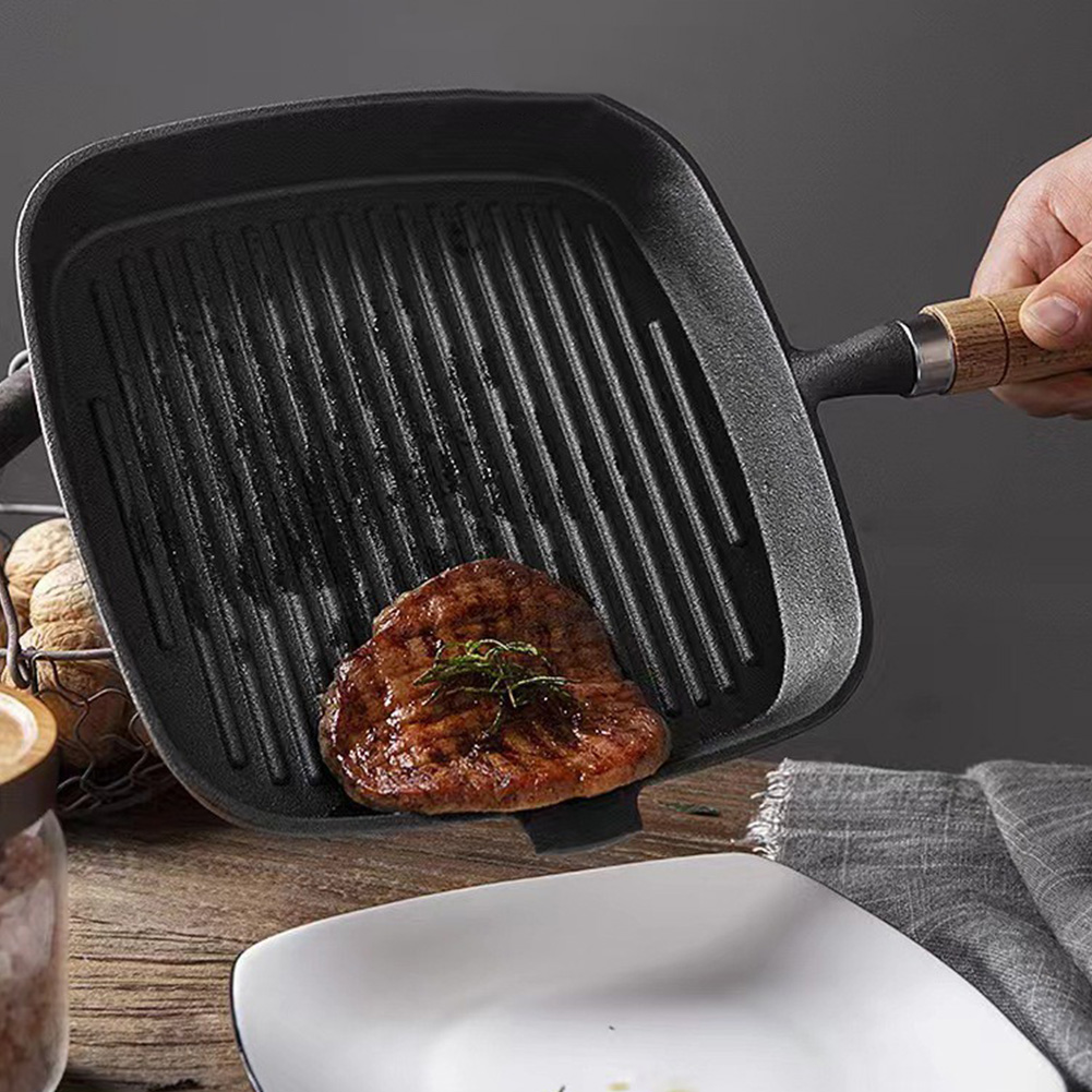 Iron Skillet Steak Pan with Wo - Skillet Cast Iron Camp บทวิจารณ์และราคา