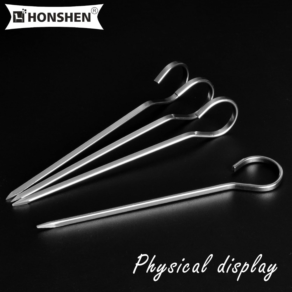 Flat Stainless Steel BBQ Skewe - Camping Cooking Vegetables บทวิจารณ์และราคา