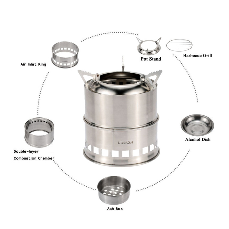 Lixada Stainless Steel Wood St - Camping Cooking Wood Stove บทวิจารณ์และราคา