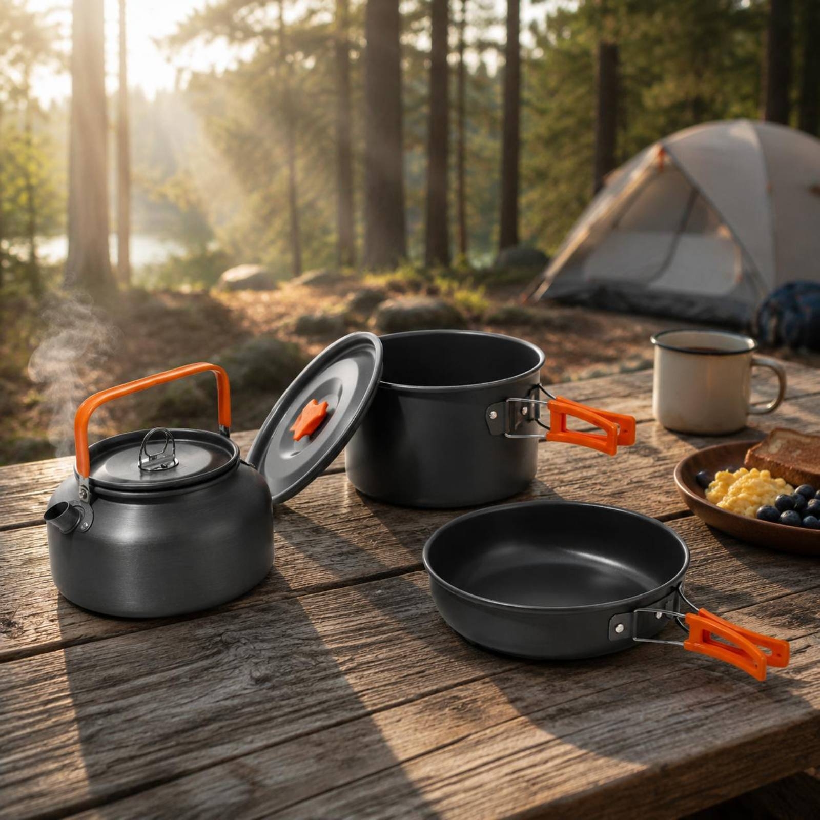 Camping Pot and Kettle Set Nes - Camping Outdoor Cooking Set บทวิจารณ์และราคา