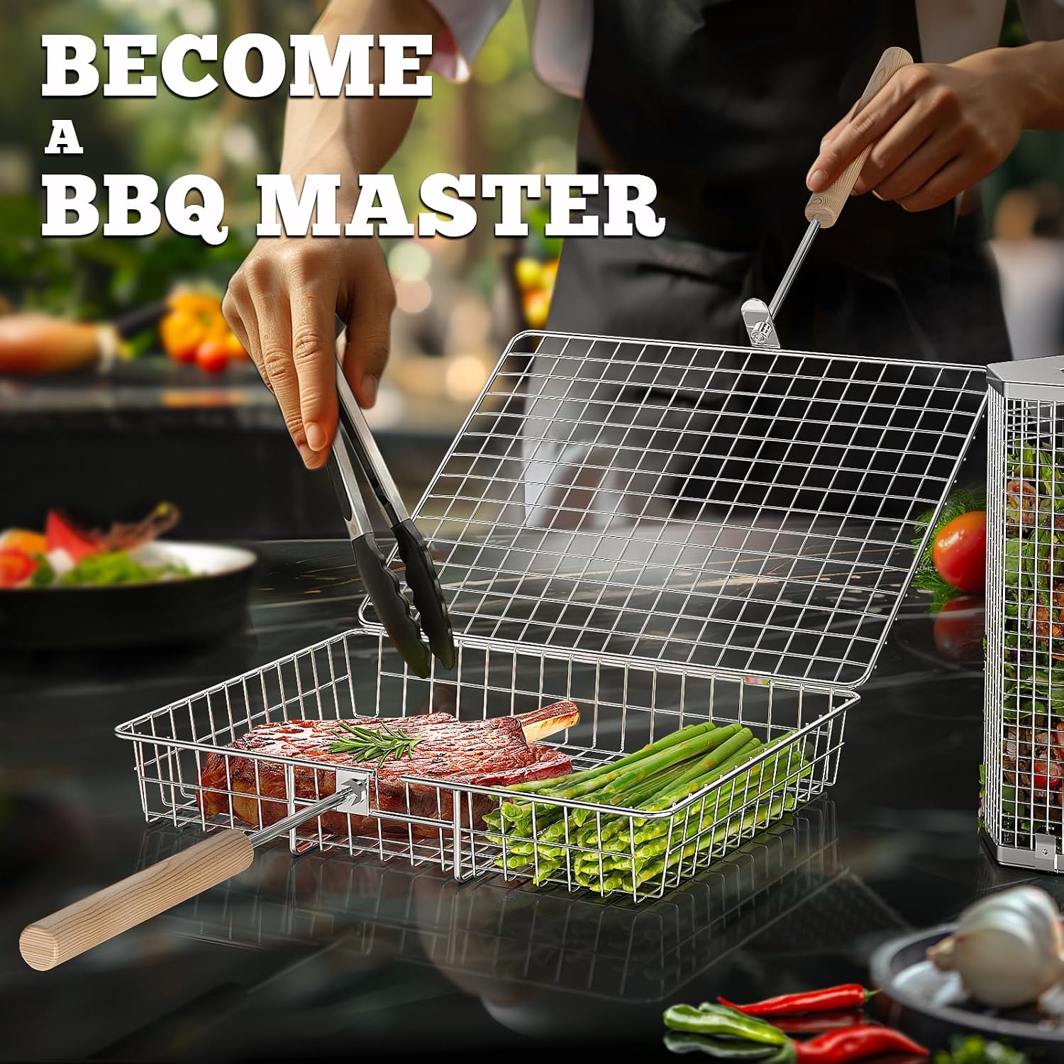 Grill Basket Set with Removabl - Camping Cooking Vegetables บทวิจารณ์และราคา