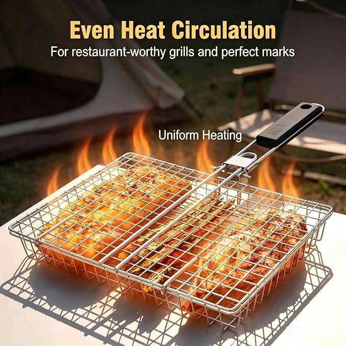 Grill Basket Large Portable Fo - Camping Cooking Vegetables บทวิจารณ์และราคา