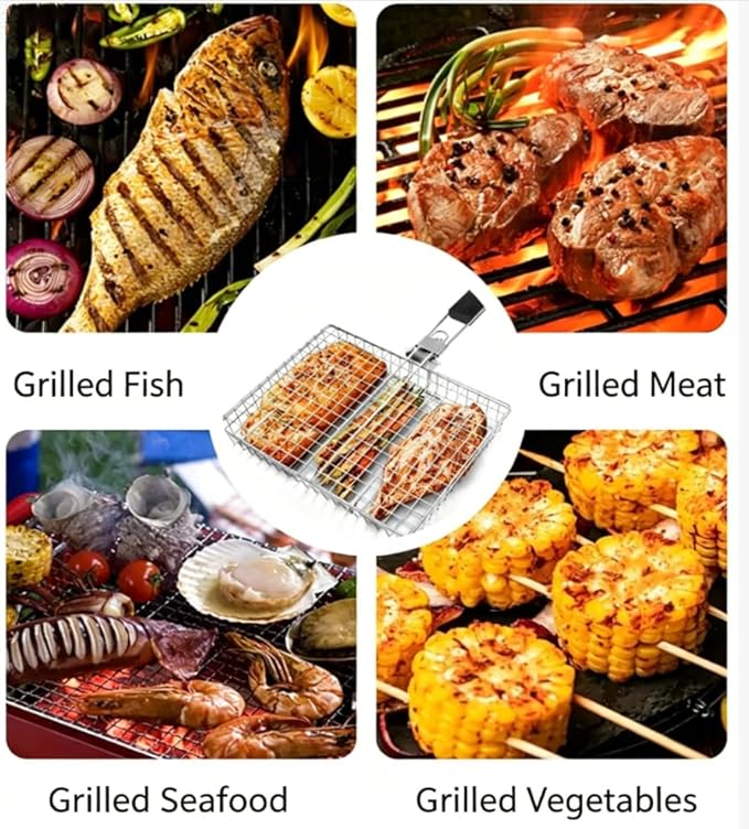 Grill Basket Large Portable Fo - Camping Cooking Vegetables บทวิจารณ์และราคา