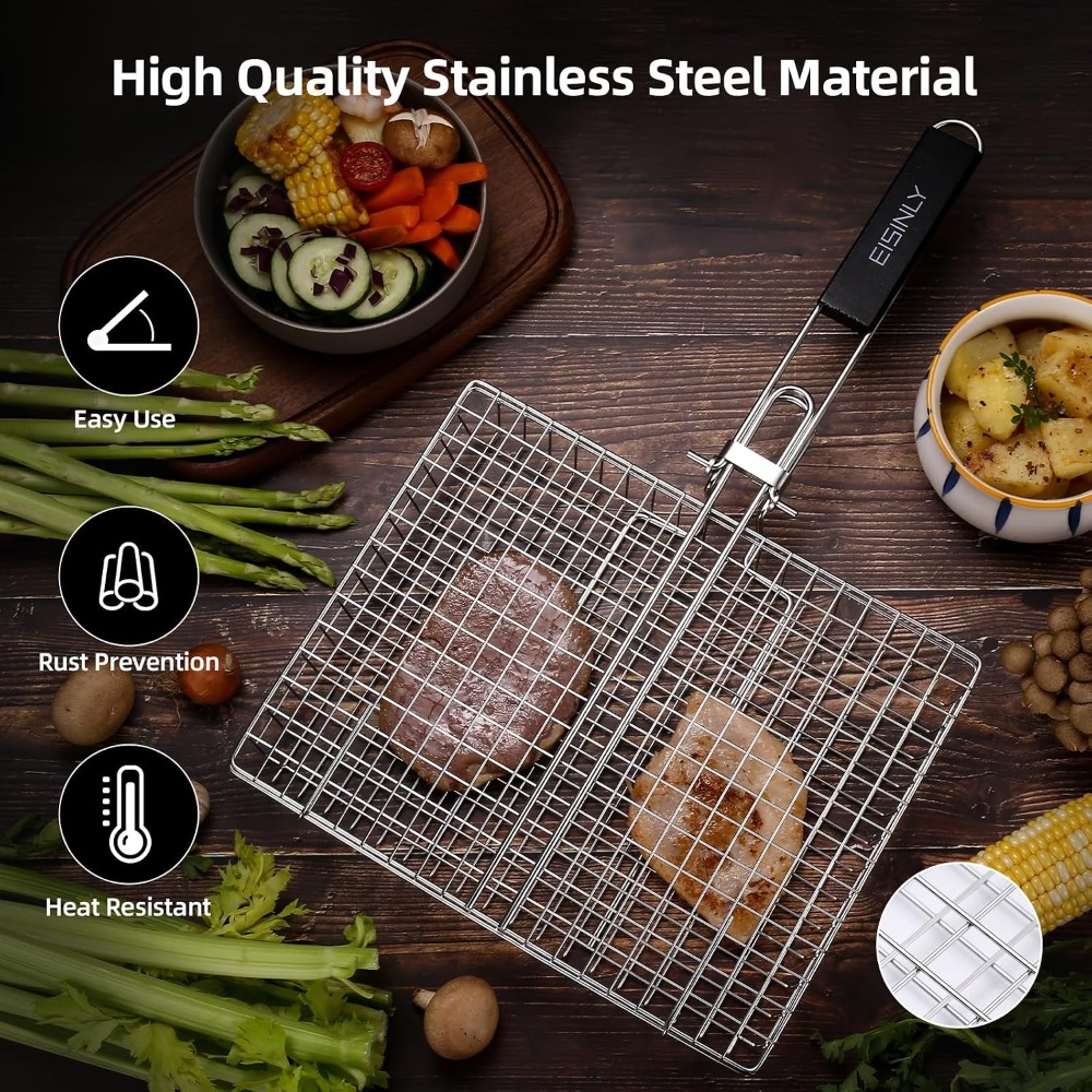 Portable Grill Basket, BBQ Gri - Camping Cooking Vegetables บทวิจารณ์และราคา