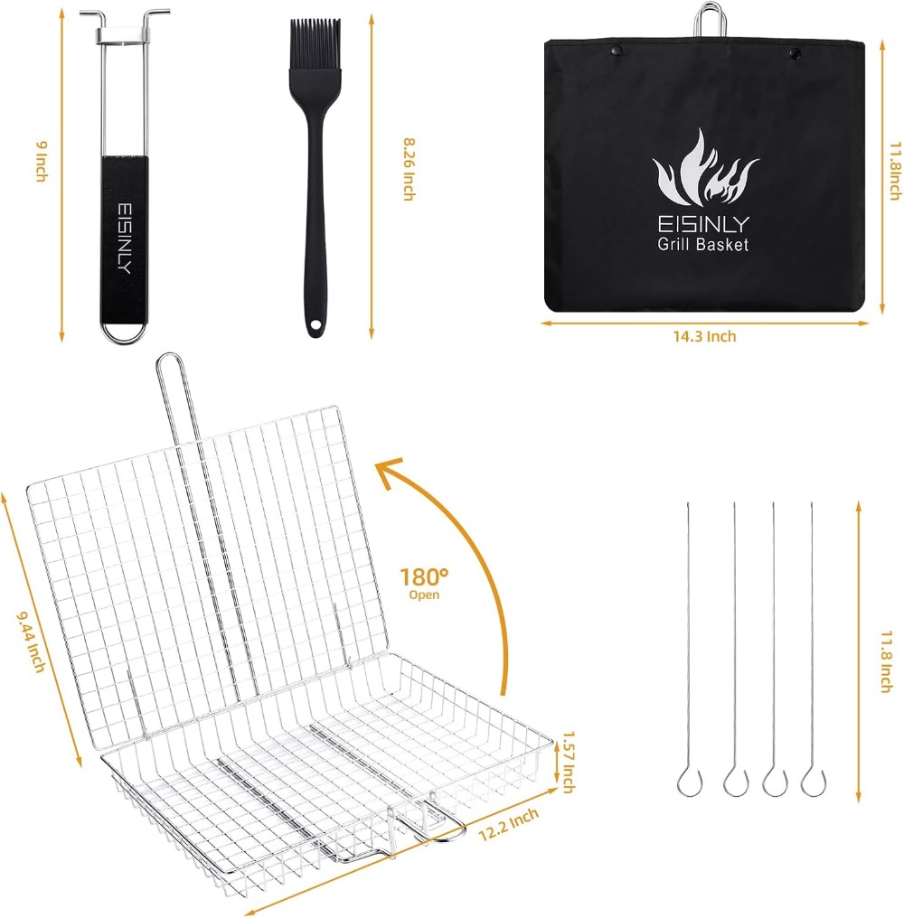 Portable Grill Basket, BBQ Gri - Camping Cooking Vegetables บทวิจารณ์และราคา