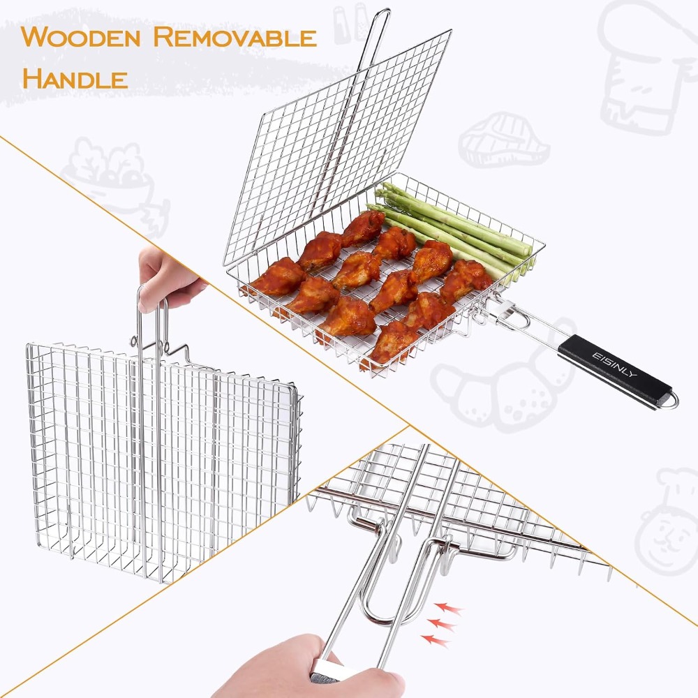 Portable Grill Basket, BBQ Gri - Camping Cooking Vegetables บทวิจารณ์และราคา