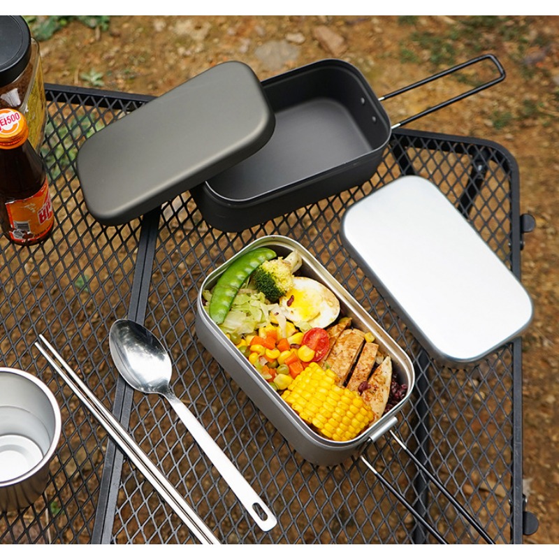 1PC Outdoor Aluminum Lunch Box - Camping Cooking Flame บทวิจารณ์และราคา
