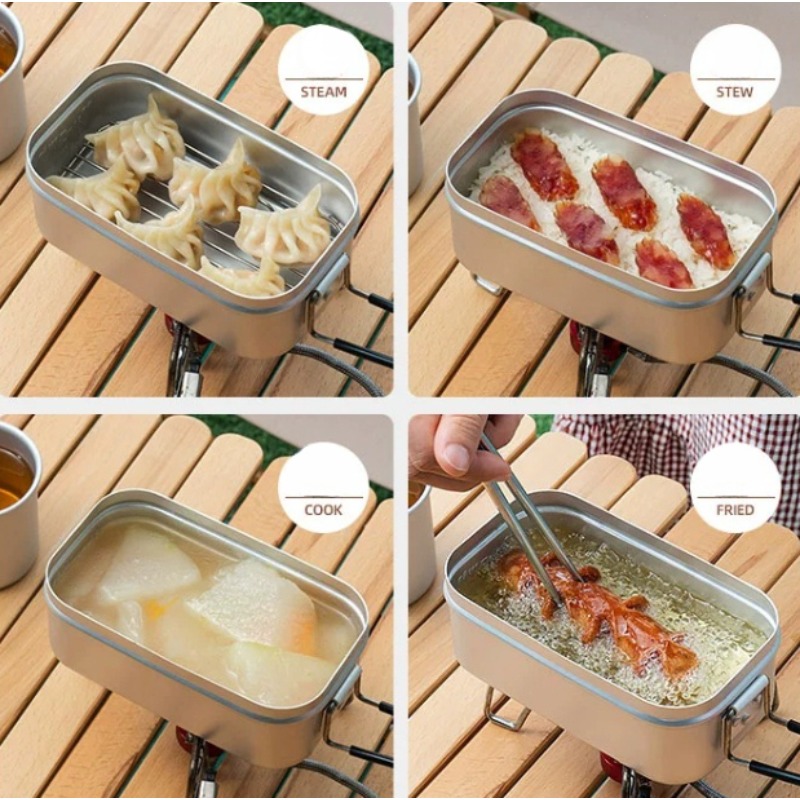 1PC Outdoor Aluminum Lunch Box - Camping Cooking Flame บทวิจารณ์และราคา