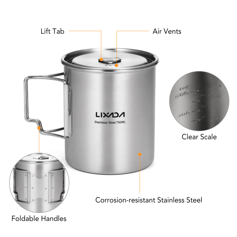Lixada 750ml Cup Outdoor Stain - Camping Cooking Unit บทวิจารณ์และราคา