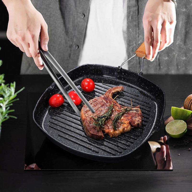 Square Grilling Skillet Steak  - Skillet Cast Iron Camp บทวิจารณ์และราคา