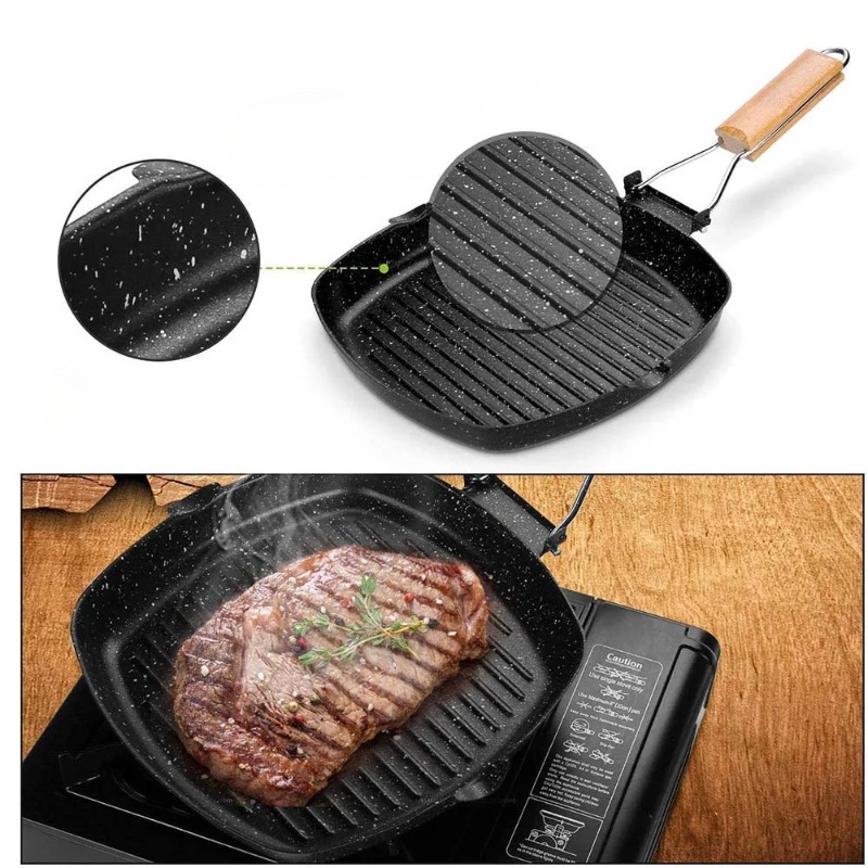 Square Grilling Skillet Steak  - Skillet Cast Iron Camp บทวิจารณ์และราคา