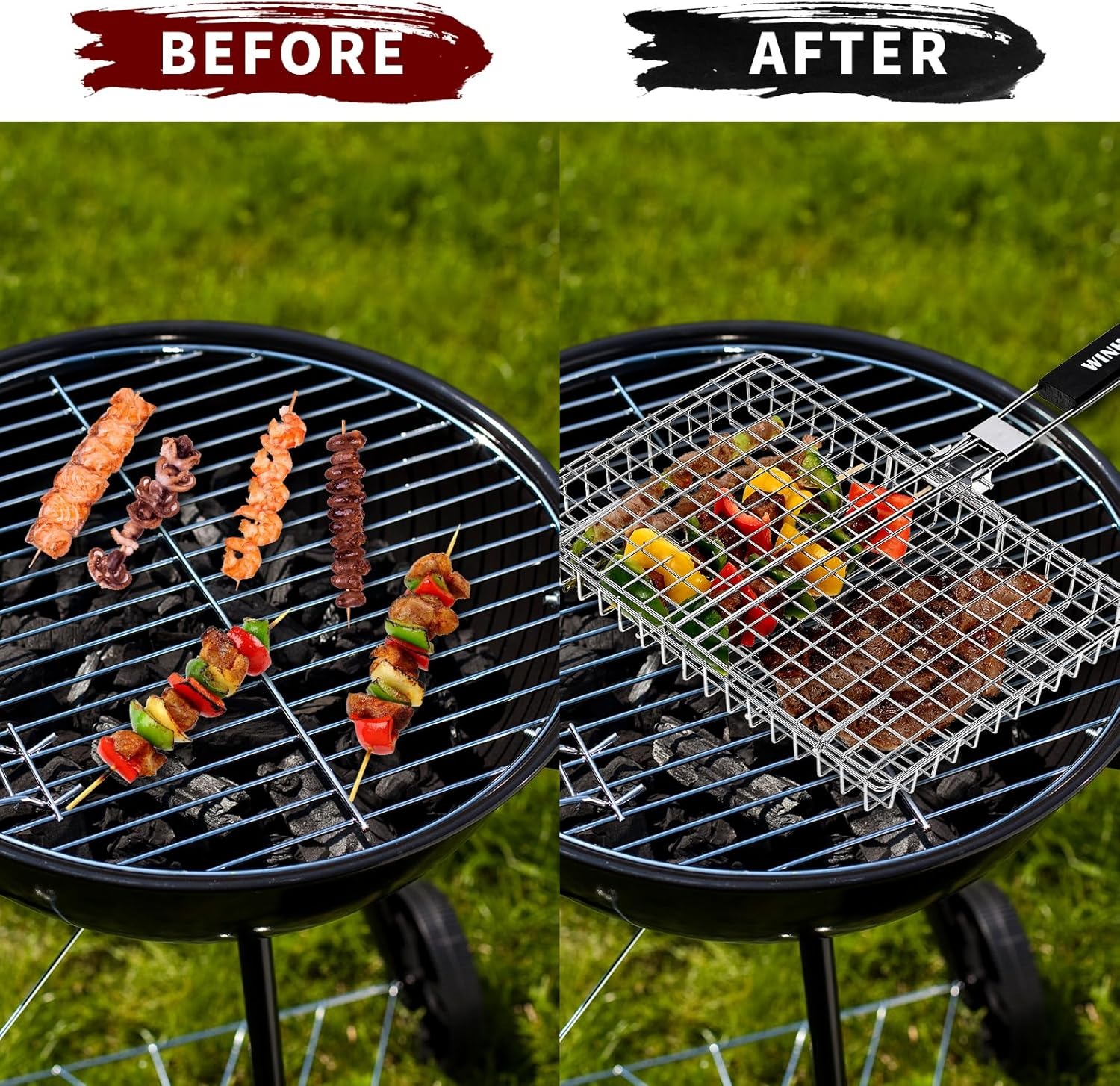 Grill Basket Set, Fish Barbecu - Camping Cooking Vegetables บทวิจารณ์และราคา