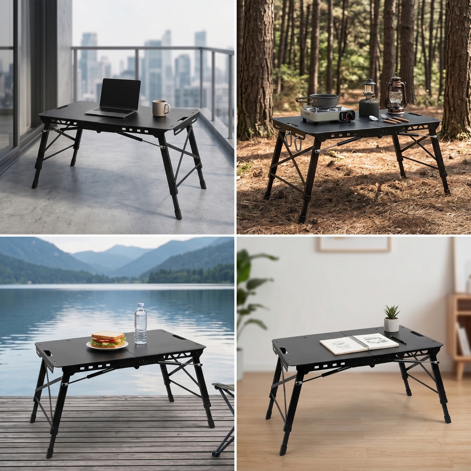 Folding Table with Hydraulic S - Camping Cooking Table บทวิจารณ์และราคา