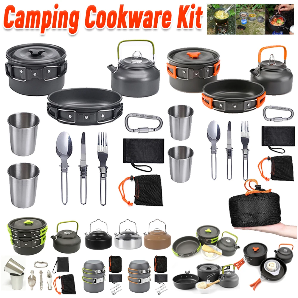 Camping Cookware Kit Kettle Po - Camping Outdoor Cooking Set บทวิจารณ์และราคา