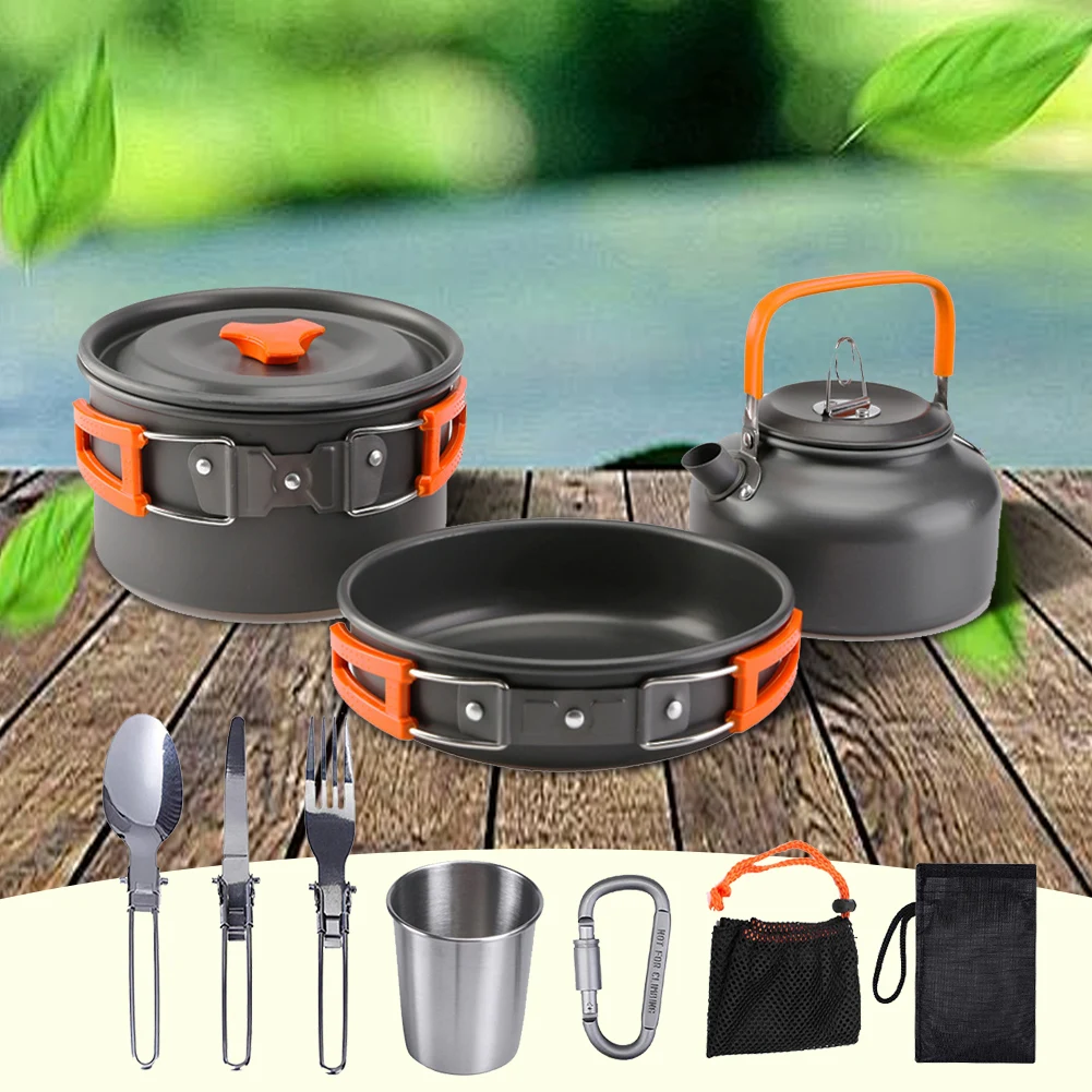 Camping Cookware Kit Kettle Po - Camping Outdoor Cooking Set บทวิจารณ์และราคา