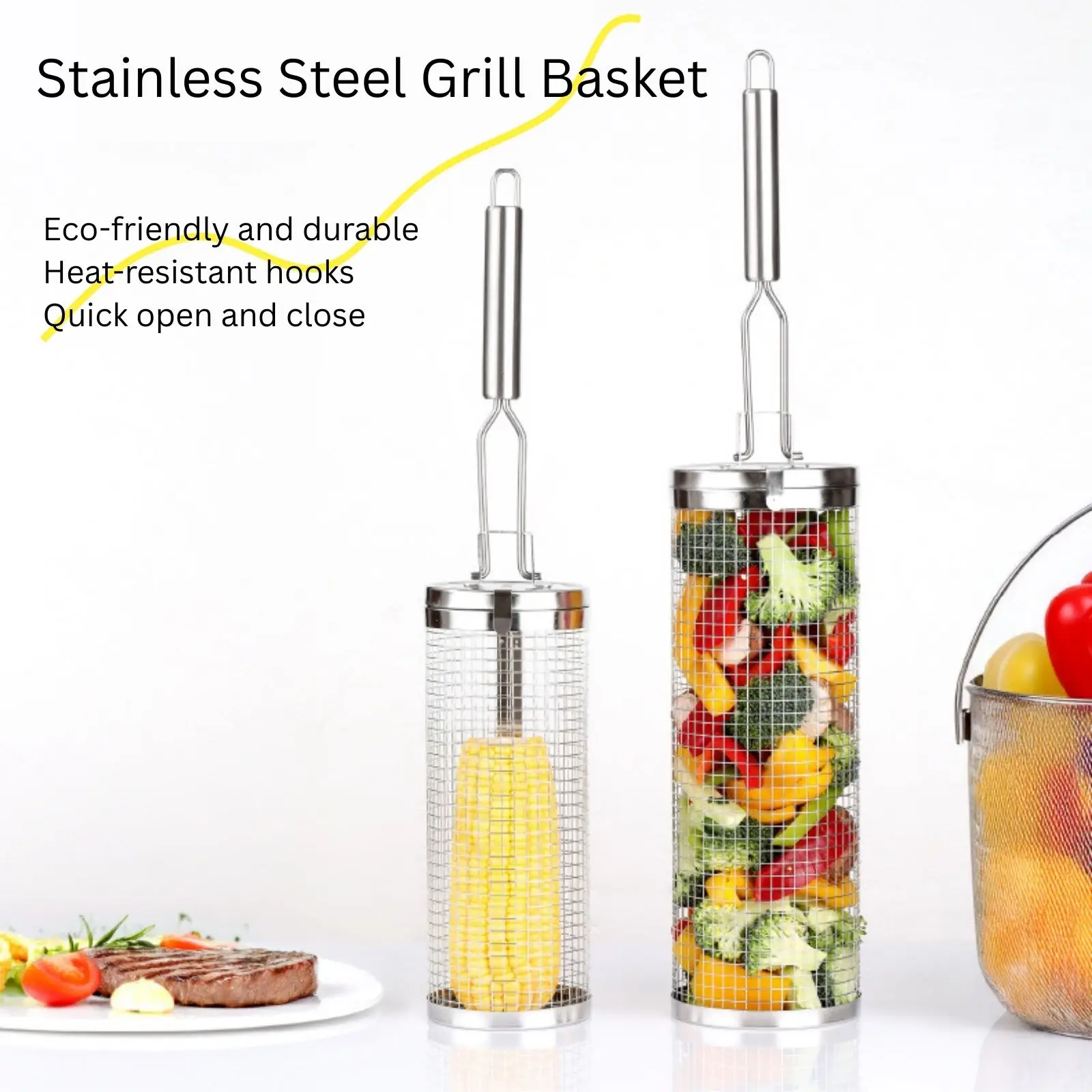 Stainless Steel Rolling Grill  - Camping Cooking Vegetables บทวิจารณ์และราคา