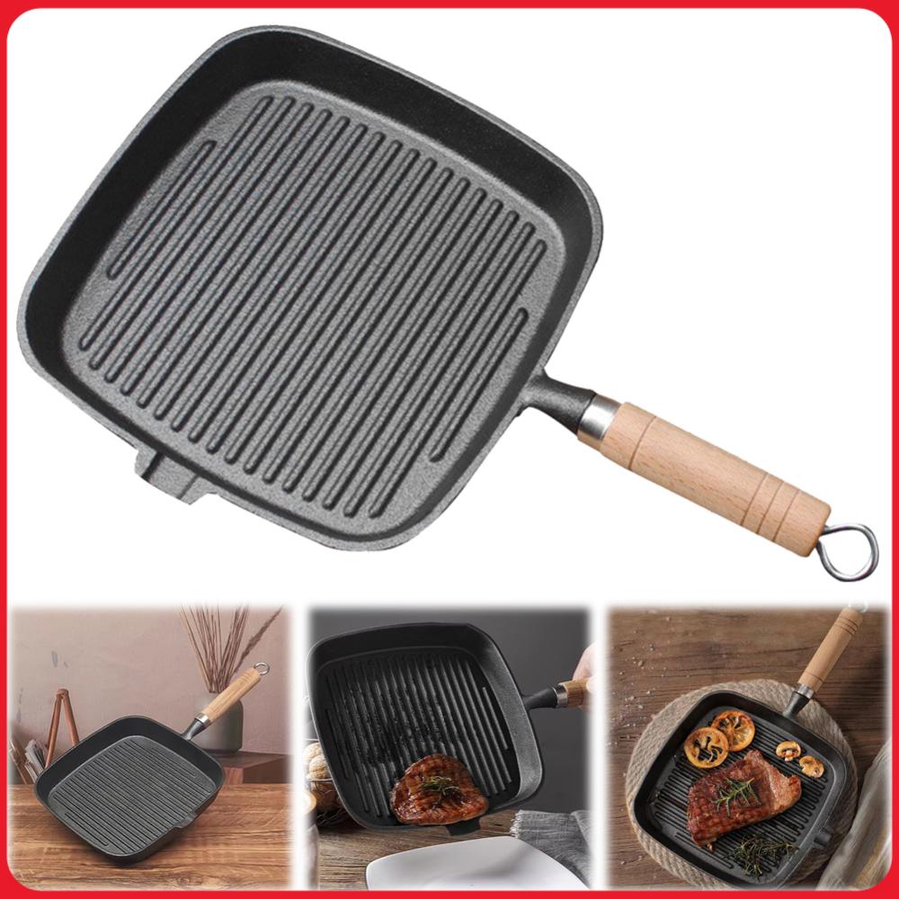 Iron Skillet Steak Pan with Wo - Skillet Cast Iron Camp บทวิจารณ์และราคา