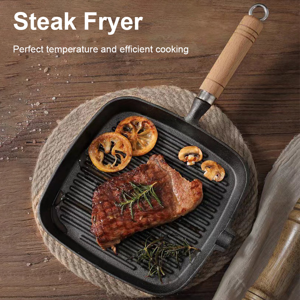 Iron Skillet Steak Pan with Wo - Skillet Cast Iron Camp บทวิจารณ์และราคา