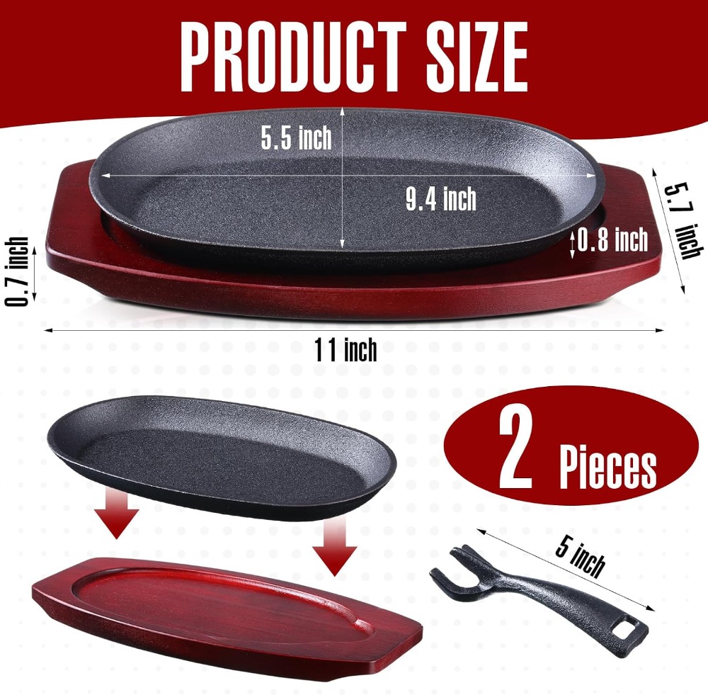 2-Piece Cast Iron Fajita Skill - Skillet Cast Iron Camp บทวิจารณ์และราคา
