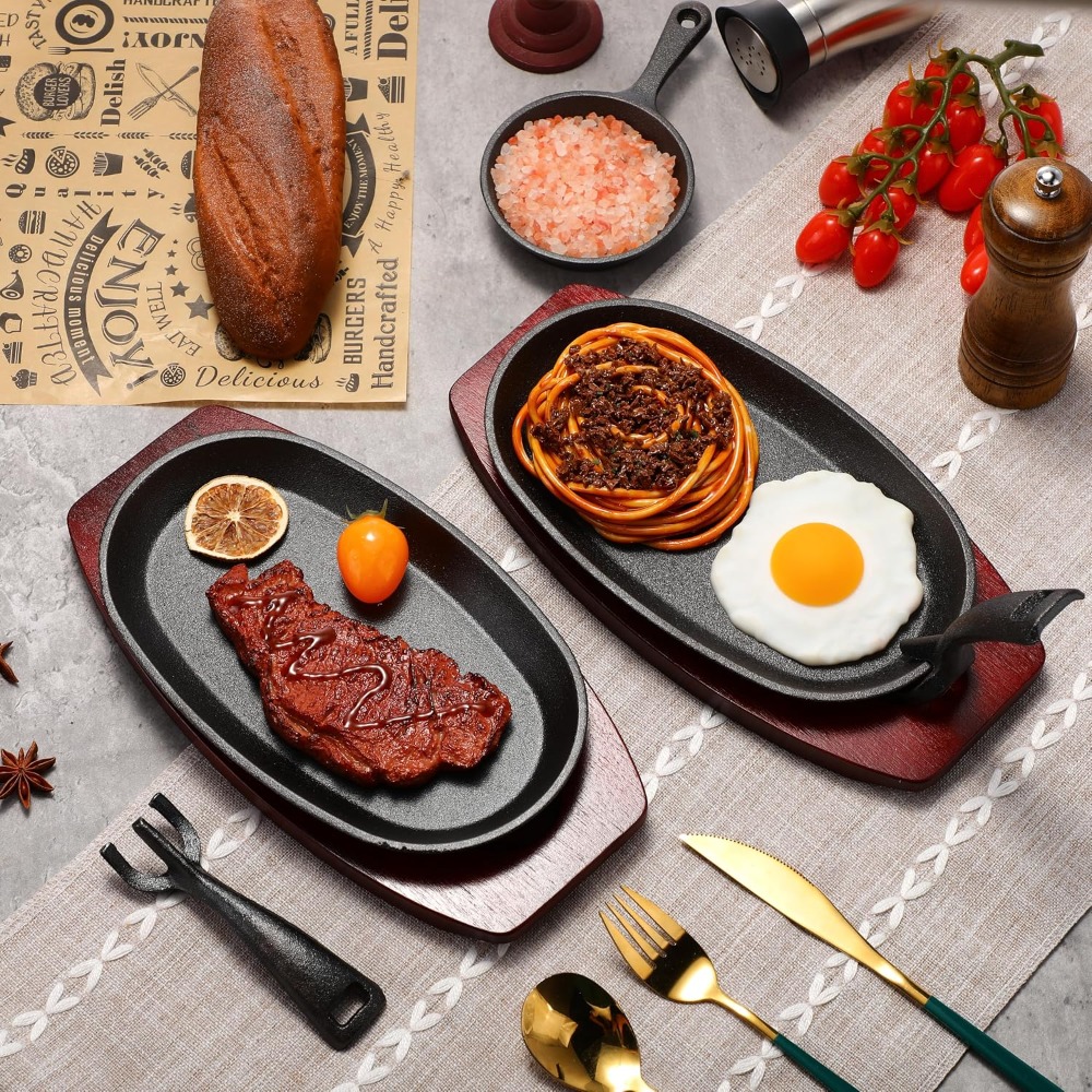 2-Piece Cast Iron Fajita Skill - Skillet Cast Iron Camp บทวิจารณ์และราคา