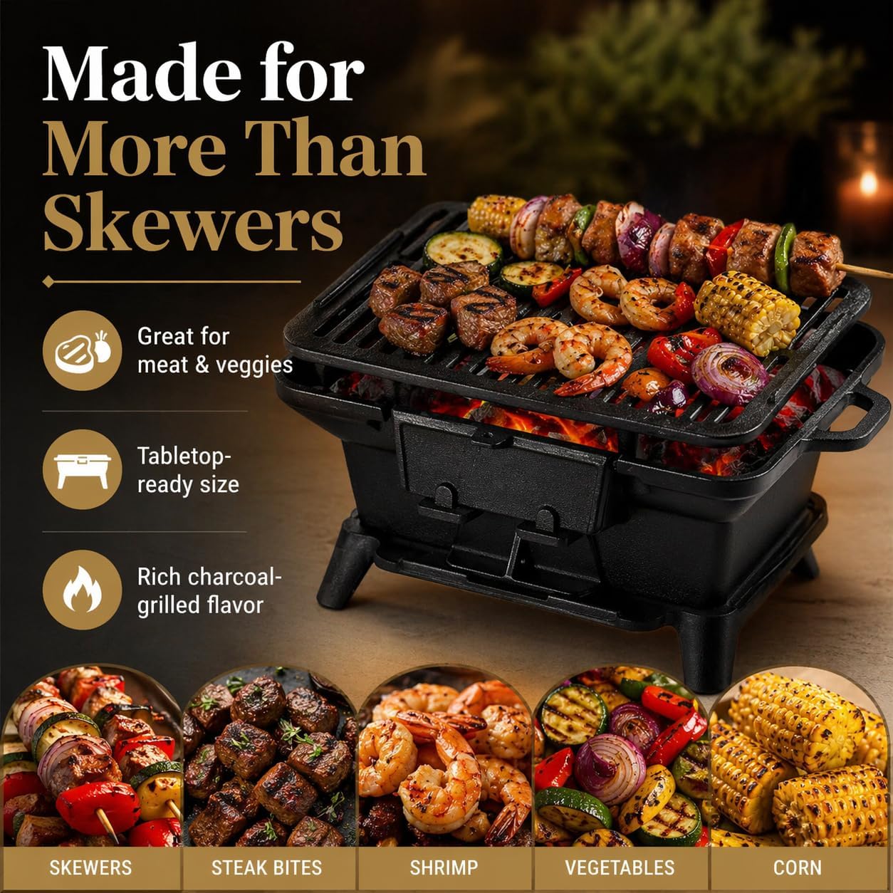 Hibachi Grill Outdoor, Portabl - Skillet Cast Iron Camp บทวิจารณ์และราคา