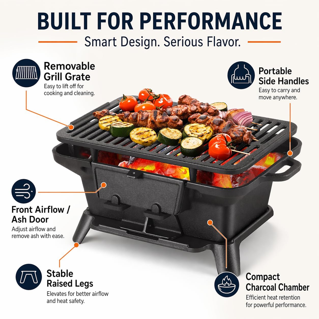 Hibachi Grill Outdoor, Portabl - Skillet Cast Iron Camp บทวิจารณ์และราคา